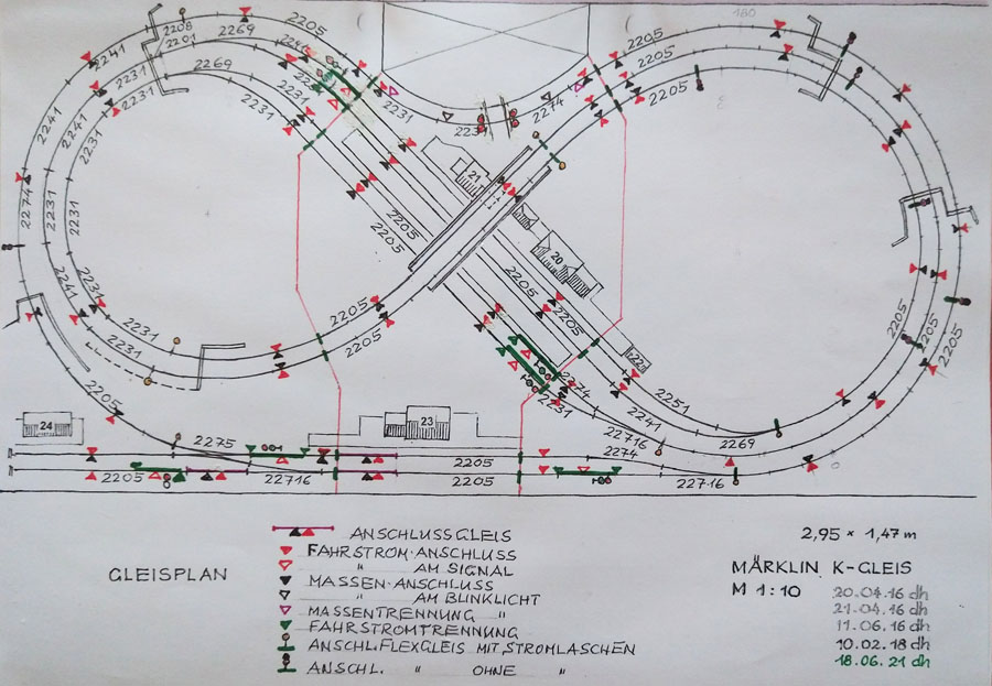 Der Gleisanschlussplan mit Signalsteuerung, Unterbrecher usw.